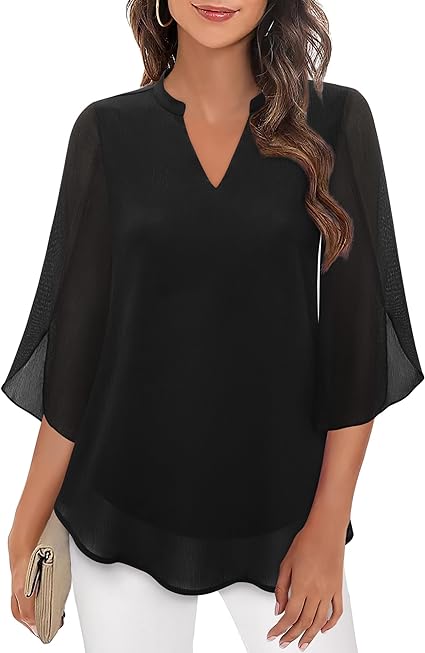 Laila | Chiffon Blouse with Double Layers