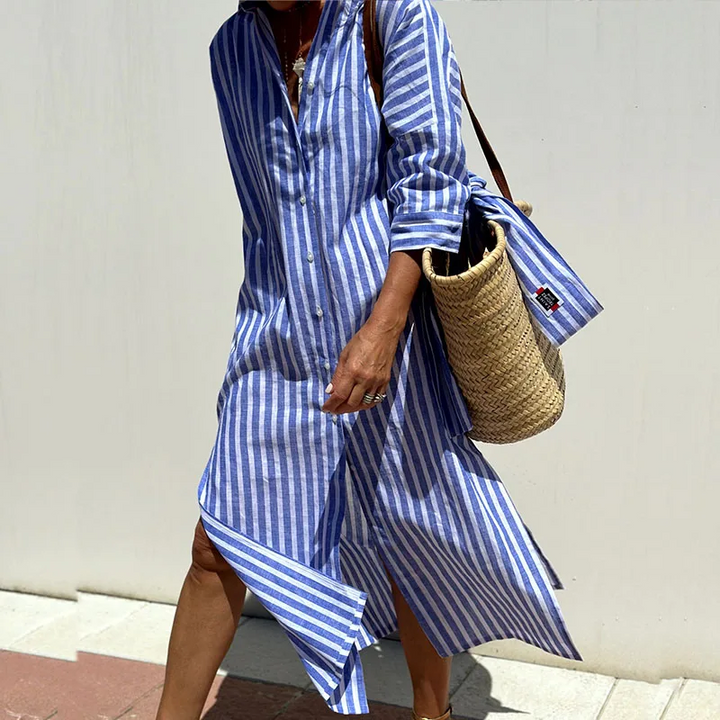 Tiffany - Classic Striped Shirt Dress